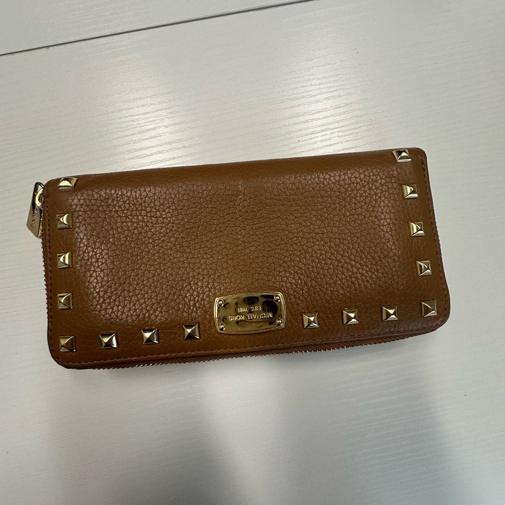 Michael Kors Brown Studded Leather Wallet